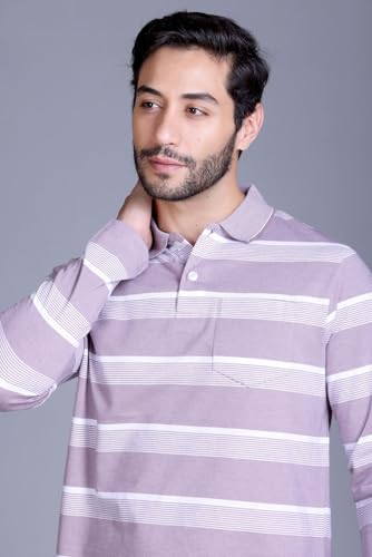 Image of SANE ORIGINALS Full Sleeves Polo T-Shirt for Men with Pocket || Stripe Collar and Pocket T-Shirt for Men Long Sleeves