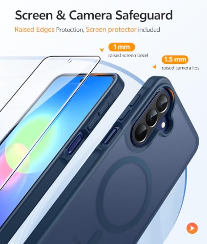 Image of FNTCASE for Galaxy A27 5G Phone Case: for Samsung A27 Cases [Fit for Magsafe] [Screen Protector] Military Grade Drop Protection, Translucent Matte Back, Slim Shockproof Protective Cover - Blue