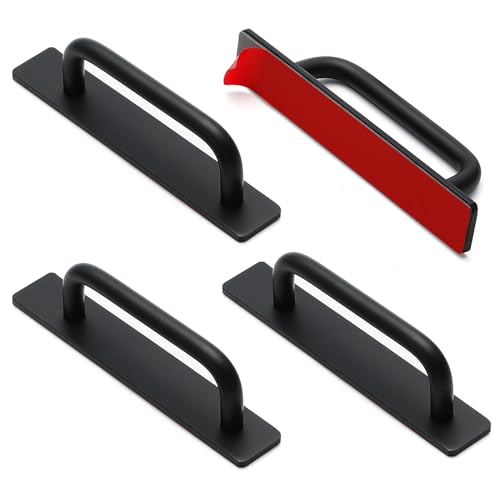 Ravinte Adhesive Cabinet Handles Stick on Pulls, Black 4 Pack