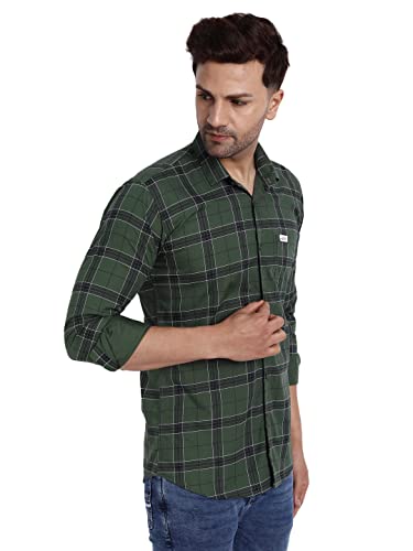 Image of Majestic Man Slim Fit Cotton Casual Check Shirt for Men