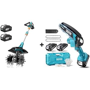 Seesii 6-inch Mini Chainsaw Cordless & Cordless Tiller Cultivator for Gardening