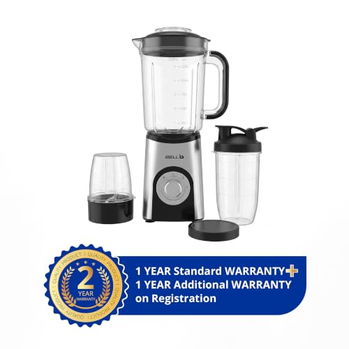 Image of iBELL Nutri Core 3Q Plus 600W Nutri Blender Mixer Grinder & Juicer with 3 Jars with Sipper Cap, 2 Year Warranty, 2-Speed & Pulse Function, Overheat Protection for Smoothies, Juices (Silver)