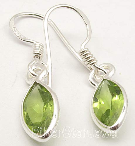 925 Sterling Silver Natural Cut Peridot Earrings 1.2" New Jewelry2