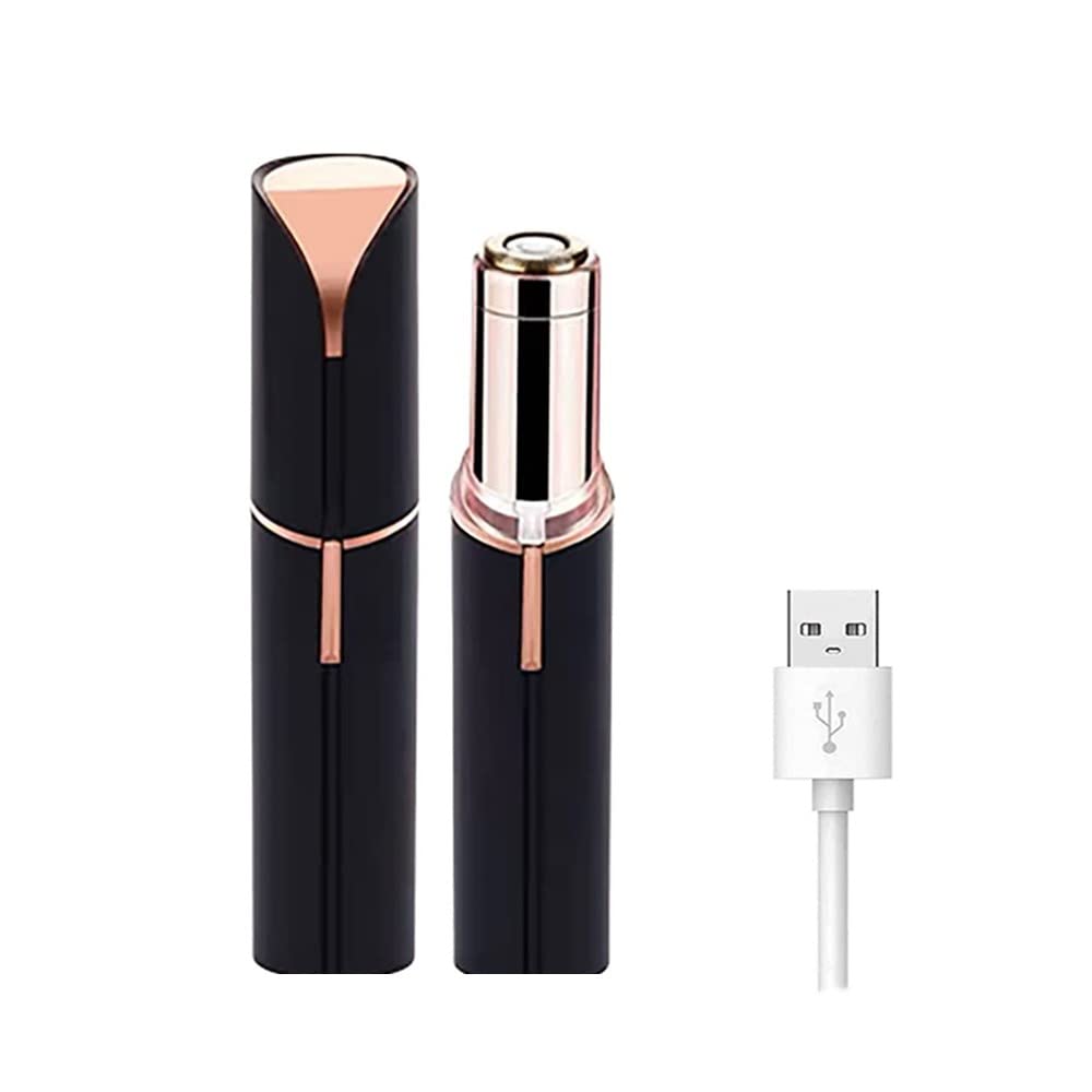Depilación facial para mujer, removedor de vello sin dolor, rasuradora impermeable con luz LED para la cara, parte superior del bigote y la barbilla, recargable (negro mate)