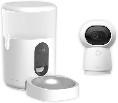 Aqara Smart Pet Feeder C1 Plus 2K Security Indoor Camera Hub G3, Automatic Feeder for Cats and Dogs, AI Facial and Gesture Recognition, Infrared Remote Control, 360 Viewing Angle via Pan and Tilt