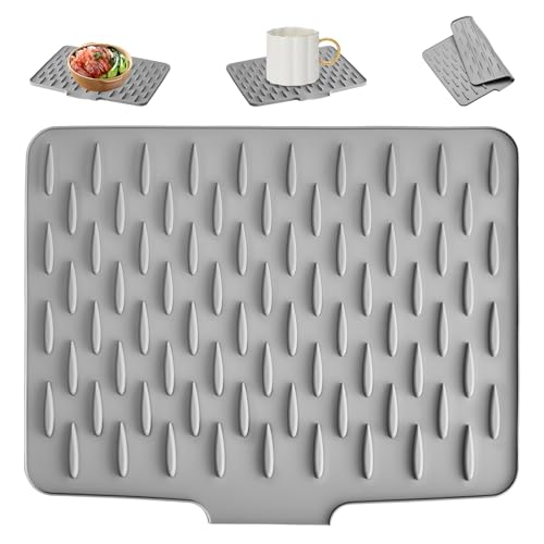 Holtrae Tappetino Scolapiatti Silicone Resistente al Calore Antiscivolo Morbido e Pieghevole Design Inclinato Deviazione Dell'acqua Protezione per Piano di Lavoro per Lavello della Cucina