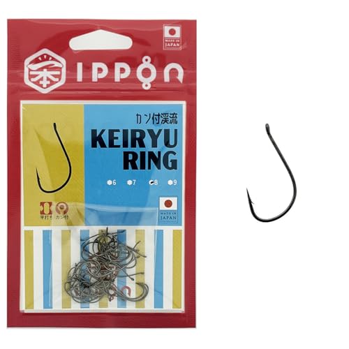 IPPON (一本) カン付渓流 ブラックコート 6号/40本入?9号/40本入 フライ 日本製 釣り針 フック (8号/40本入)
