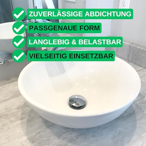 Ersatzdichtung für Pop-Up Abfluss Garnitur, 2-teilig, Dichtungsringe aus Silikon, Pop-Up Reparatur Verschluss Dichtung, Ablaufgarnitur Lippendichtung, O-Ringe Dichtung Ablassventil Popup, Push-Up Seal