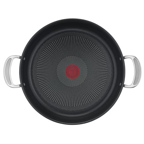 Foto von Tefal Jamie Oliver Cook‘s Classic Servierpfanne 30 cm, Schmorpfanne Induktion mit Antihaftversiegelung, Thermo-Signal bei idealer Brattemperatur, für alle Herdarten geeignet, Edelstahl, E30690