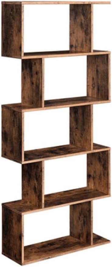 VASAGLE Bookcase, 5-Tier Bookshelf, Display Shelf and Room Divider, Freestanding Decorative Storage Shelving, Rustic Brown ULBC62BX