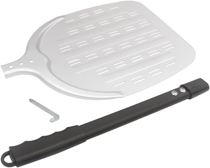 Pizza Peel Kitchen Utensil 12Inch Perforated Pizza Paddle Shovel Aluminum Hard Coating Detachable Pizza Peel Tray for Pizza Oven Gadget Pizza Paddle