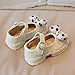 Fashion Autumn Girls Casual Shoes Thick Bottom Flat Round Toe Polka Dot Bow Hook Loop Solid Color Dress Baby Shoes Girl (Beige, 3.5-4 Years Toddler)