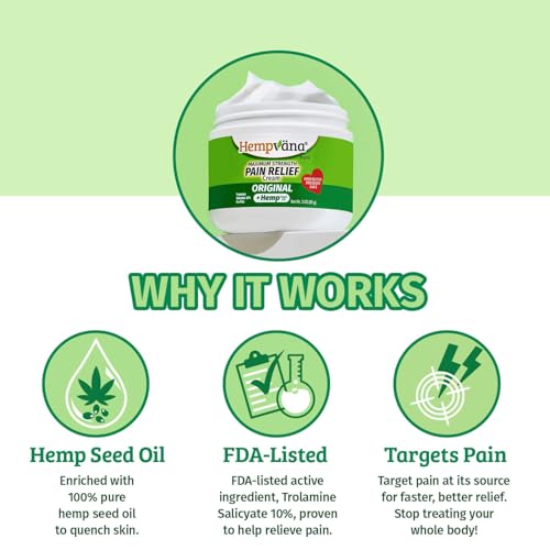 Image of Hempvana Relief Cream 2 Pack with Seed Extract - Relieves Inflammation, Muscle, Joint, Back, Knee, Nerves and Arthritis - Made in USA 3oz Paraben Free, Vegan, Cruelty-Free As Seen On TV
