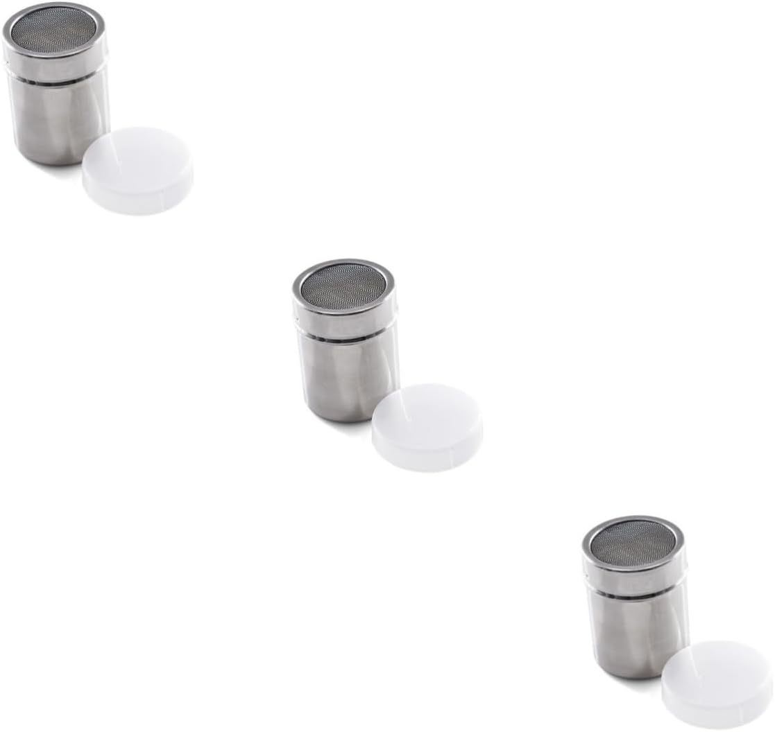 Ciieeo 3pcs Stainless Steel Seasoning Shaker Sifter for Sugar Cocoa and Flour Kitchen Tool for Baking and Cooking Design