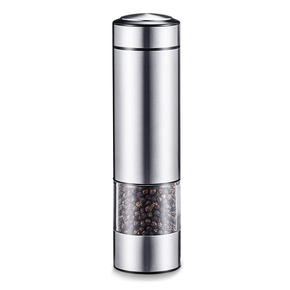CTRLZS 1 Piece Automatic Pepper Mill Grinder Battery Operated Salt Grinder Refillable Stainless Steel