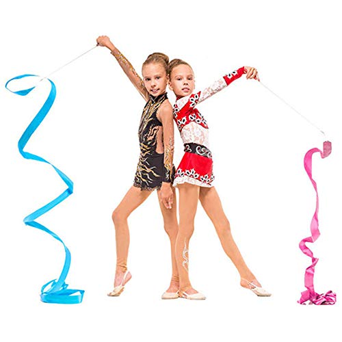 Ceqiny 6 stks Dans Linten met Wand 2 Meter Ritmische Gymnastiek Lint Regenboog Streamers Dance Streamer Ritme Sticks Art… - Image 6