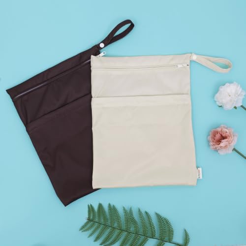 image for ALVABABY 2pcs Cloth Diaper Wet Dry Bags Waterproof Reusable with Two Z
