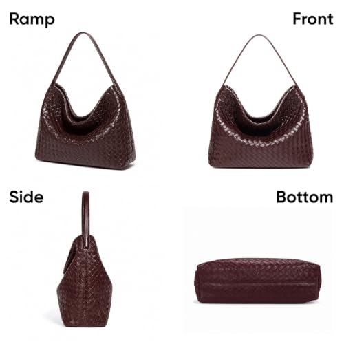 Image of Women's Braided Suede Tote Bag Stylish Suede Hobo Shoulder Bag with Woven Details for Work Travel