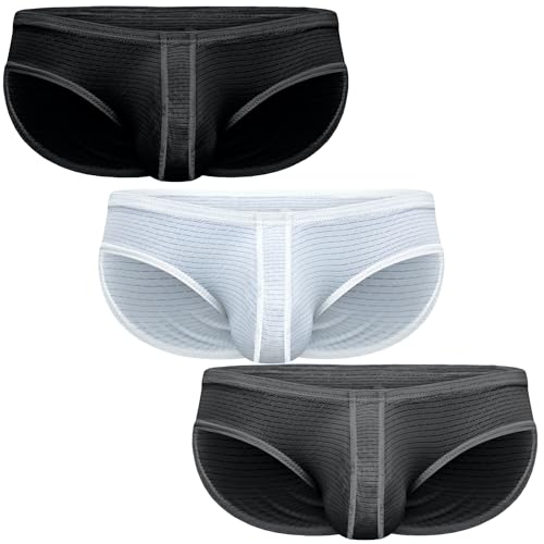 Real Men Ares-Accent Low-Rise Pouch Bikini Brief with ABCD Pouch - 1, 3 & 6 Pack - Waist Size XS - 5XL