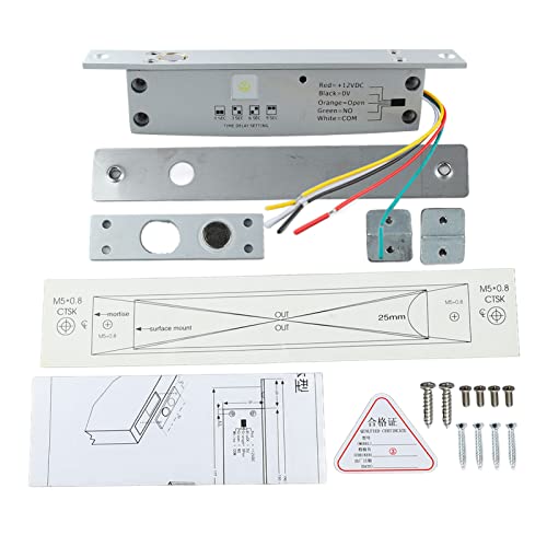 Cerradura de Perno Eléctrico de 5 Líneas de 12 V CC, Cerradura de Puerta de Perno de Caída de Cerrojo Estrecho con Pantalla LED de Retardo de Tiempo para Control de Acceso de (Desbloqueo de apagado)