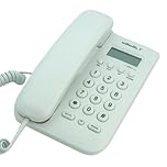 Corded Basic Landline Phone, TelPal FSK/DTMF Simple Caller ID Telephone with LCD Incoming Call Number Display, Small Desk/Wall Mountable Analog Phone for Home Office (White)