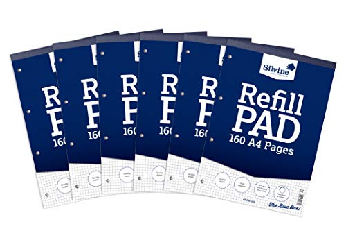 Silvine A4 Refill Pad - 5mm Squared (160 Pages) Pack of 6