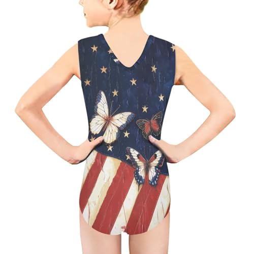 Image of Girls Cartoon Pattern One-Piece Swimsuits Sport Racer Swimwear Beach Bathing Suit, Size 5-14