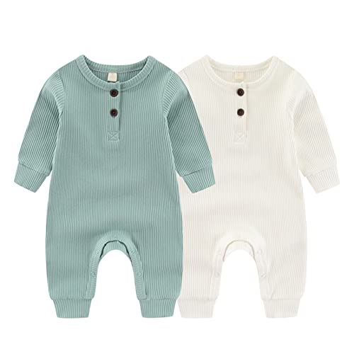 ZAV Solid Unisex Neugeborene Baby Jungen Mädchen Strampler 2er Pack...