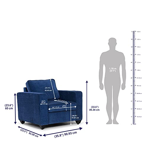 Image of Wakefit Sofa Set | 3 Year Warranty | Sofa 4 Seater, 4 Seater Sofa for Living Room, Wooden Sofa Set, Sofa Set 2+1+1 Seater - Napper(Malphino : Cobalt Blue)