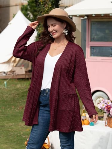 Image of BELAROI Plus Size Cardigan Sweaters for Women 2026 Pockets