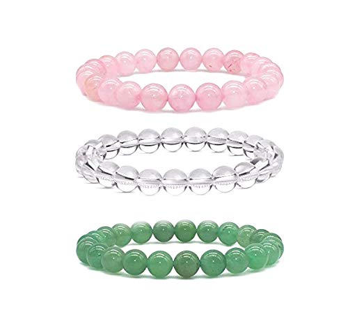 ASTROGHAR Clear Quartz Rose Quartz & Green Aventurine Set Of Three 8 mm Stretch Bracelet (B07PKD68QW) Amazon Price History, Amazon Price Tracker
