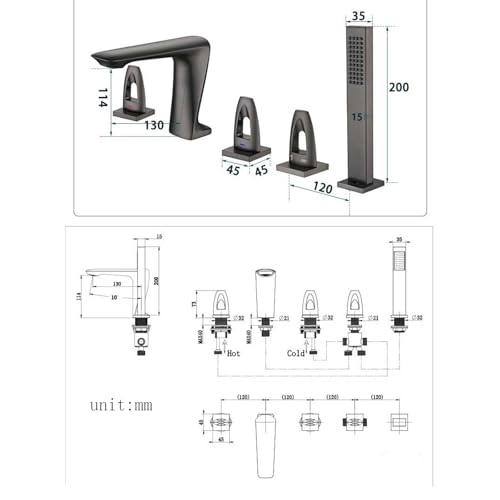 Mitigeur de Bain 5 Trous pour un Bain Relaxant avec Douchette Orientable - 3