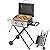 GREEN PARTY 2 Burner BBQ Propane Gas Griddle with Collapsible Stand, 18 Inch Portable Griddle with Side Table & 253 Sq. In. Cooking Area, Flat Top Gas Grill for Outdoor Cooking Garden Patio Backyard