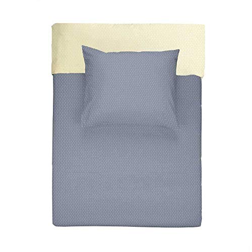 Walra Flanell Bettwäsche Baumwolle (w. Biber) Reißverschluss 135x200 80x80 (Little Diamonds grau-gelb) Cover