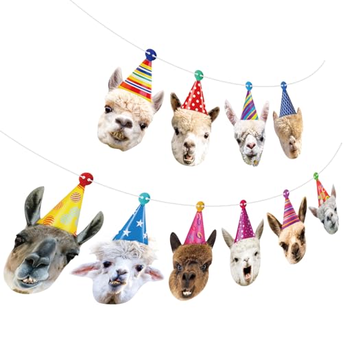 Image of Llama Happy Birthday Banner Llama Birthday Garland Funny Llama Birthday Decorations for Boys Girls
