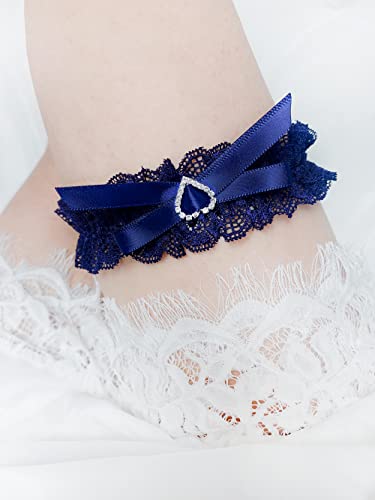 Image of Blue Garters for Bride Wedding Garter Set for Bride Bridal Garter Leg Thigh Blue