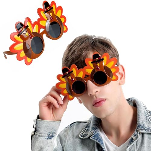 Wgudzpj Thanksgiving Turkey Sunglasses, Turkey Eyeglasses Head Boppers Costumes Decoration Props for Thanksgiving Day Party