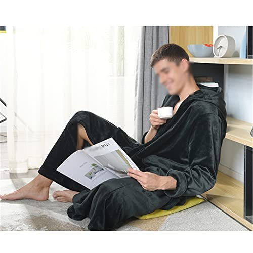 Men's Winter Warm Bathrobe Plus Large Size Flannel Hooded Cozy Robes Male Home Night Sleepwear Warm Dressing Gown4