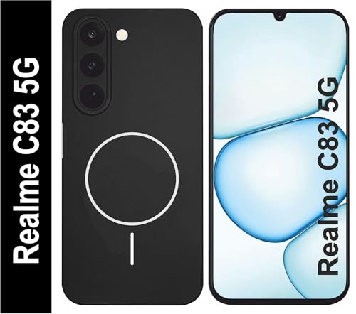 Image of Silicone Back Cover Case for Realme C83 5G | Soft Micro-Fibre Lining Inside | Magsafe Print On Back Side Camera Protection Bump | Shockproof Case