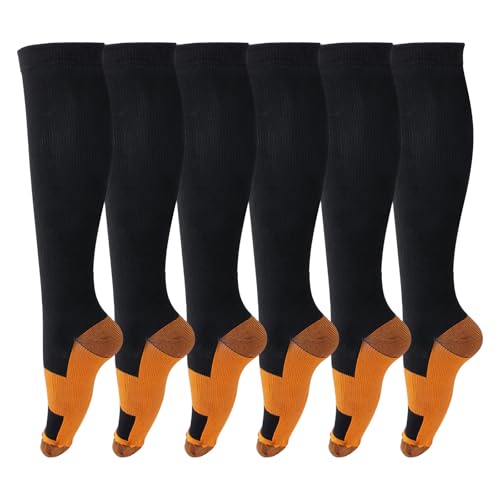Image of 6 Pack Copper Compression Socks for Men and Women Circulation Mens Compression Socks for Running Athletic Travel
