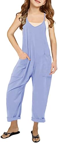 Cnkwei Girls Cnkwei Women V-neck Sleeveless Solid Jumpsuit With Pockets Modern