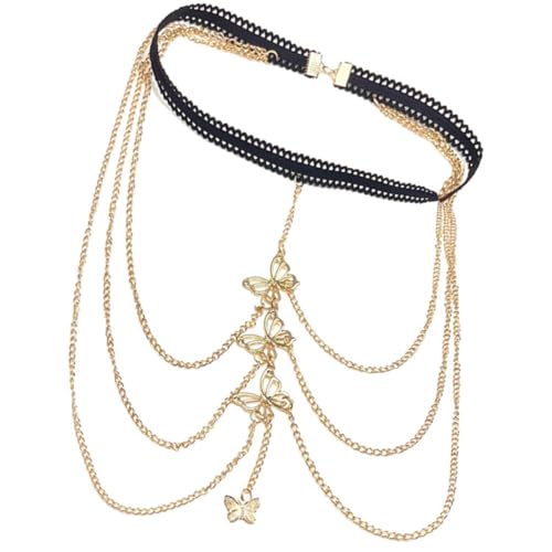 SOLUSTRE Chaîne de Cuisse Dorée Multi-Rangs Élastique pour Femmes Bijou de Jambe en Alliage Léger Accessoire Mode Plage Soirée Carnaval Cosplay Tenue Estivale