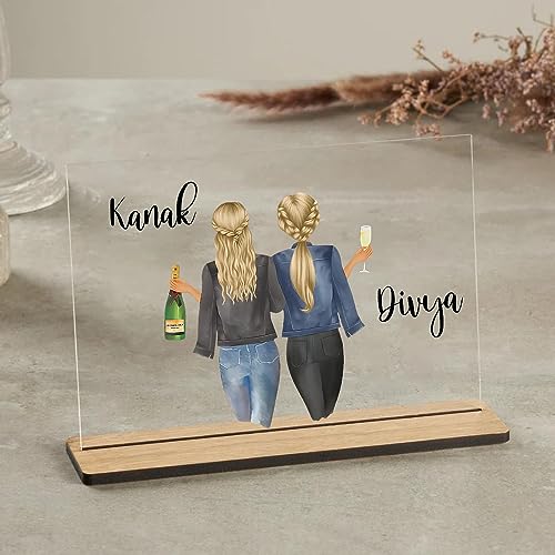 Image of Customized Acrylic Plaque for Bestie | Gift for Besties | Name Gift for Best Friend (Design 6)