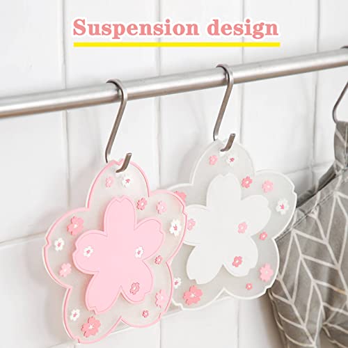 Zragek Kitchen Insulation Pot Bowl Pad, Japanese Home Dining Table Plate Mat, Anti-Slip Heat Resistant Bar Coasters, Easy To Clean(Pink+White,7.5Inches) #TOP2
