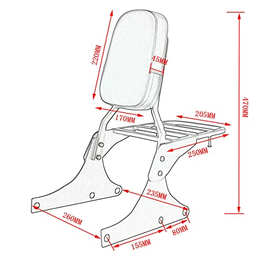 Fiogag Backrest Sissy Bar Luggage Rack With Soft Pad Fits For Harley Heritage Softail Flstc Springer Flsts (Black) #TOP4