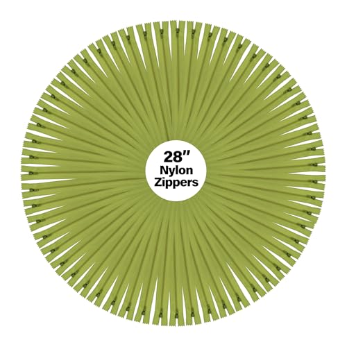 Image of Mandala Crafts 40 PCs Dill Green Closed-End 28 in Nylon Zippers for Sewing
