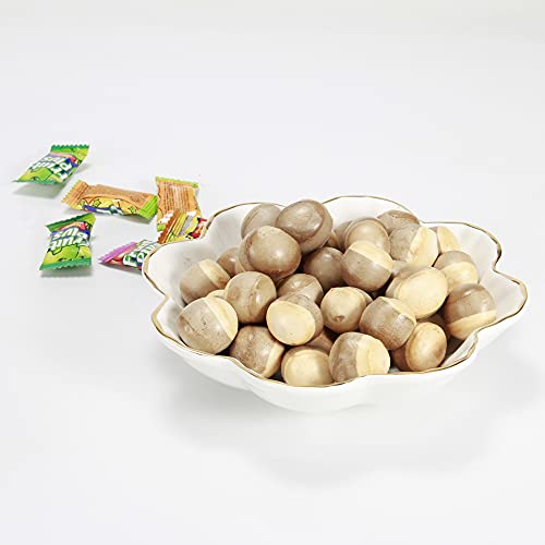 Porcelain Serving Dish,Ceramics Flower Relish Tray With Metallic Rim,Serving Bowls For Wedding,Party Perfect For Small Cereal, Pasta, Salad, Candy And Snacks White 6.6 Inch, Gold,White #TOP2