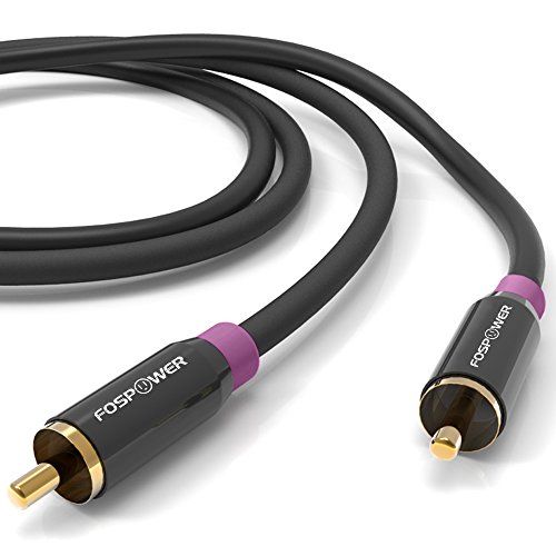 FosPower Subwoofer Cable (10 FT) RCA to RCA Audio Stereo Cable, Male to Male - Dual Shielded Cord | 24K Gold Plated Connector | Corrosion Resistant | Clean Sounding Signal