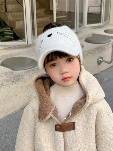 Ponytail Knitted Beanie for Kids - Visor Warm Winter-Hat Messy Bun Sport Hat for Little Girls (for Ages 2-7)4