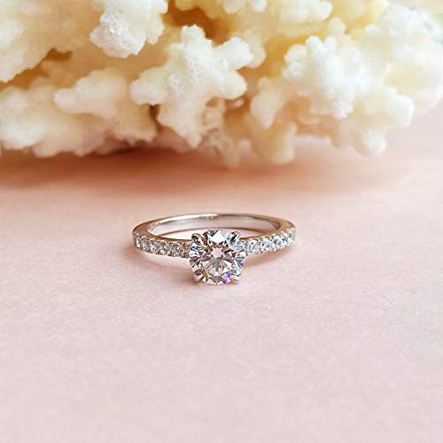 Silver 1.0 Ct Round Bridal Ring Petite Cz Accented Halo Ring Cathedral Engagement Anniversary Solitaire3